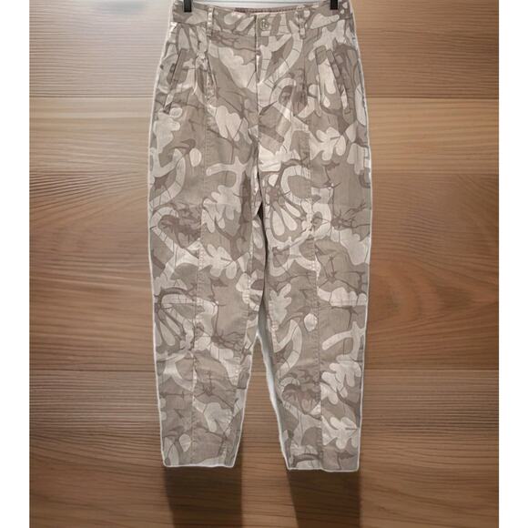 Anthropologie Pants Frannie Women Plus Linen Blend Tapered Camo Pants 20W - Picture 4 of 9